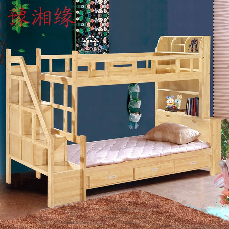 Solid wooden ladder cabinet 1 2 m high and low oak bed 1 5 m double bed double furniture bed