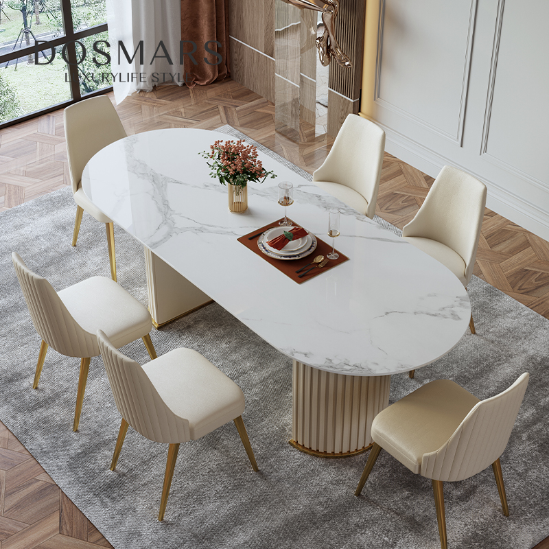Dasima oval bright slate dining table modern light luxury dining table and chairs home dining table rectangle