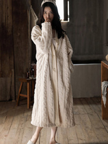ZaSaFran ~ new jacquard nightgown women autumn and winter coral fleece padded warm sexy bathrobe home clothing women