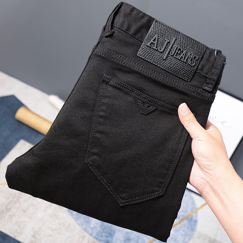 Calto Krosa~black jeans man practised small foot and elastic tide handsome leisure trousers