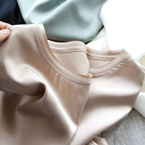 Heavy plain plain silk short sleeve T-shirt 2021 summer new small loose commute simple solid color mulberry silk top