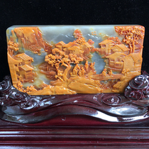 Yunnan natural A cargo Huanglong Yushan Water Swaying Pieces Chicken Oil Gold Sand and Fancy Sculpted Character Pine Houses