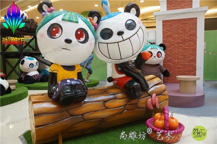 玻璃钢户外室内园林景观雕塑摆件 滴答滴熊猫