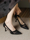 2025 New Summer Breathable Elegant Pointed Toe Single Shoes with Thin Heels, Hollow Design, Mesh High Heels for Work, Women's Shoes