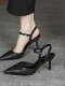 French-Style Low-Heeled Black Sandals for Women, 2025 New Summer Stiletto Pointed-Toe Elegant and Comfortable High Heels for Women