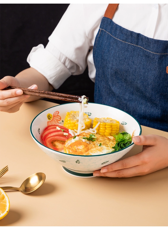 Mì ramen bát lớn bát phở nhà cá tính sáng tạo Bộ đồ ăn bằng gốm sứ Nhật Bản mũ kèn dễ thương bát salad - Đồ ăn tối