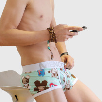 Japanese comfortable sexy cotton mens boxer shorts cartoon breathable low waist sexy printed sports boxer briefs