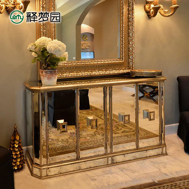 Creative specular Xuanguan Cabinet Cabinet Cabinet Office Partition Cabinet European-style Dining Cabinet containing cabinet specular furniture New classical F1606