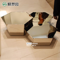 Export boutique European mirror furniture Glass coffee table Post-modern simple corner coffee table 0599
