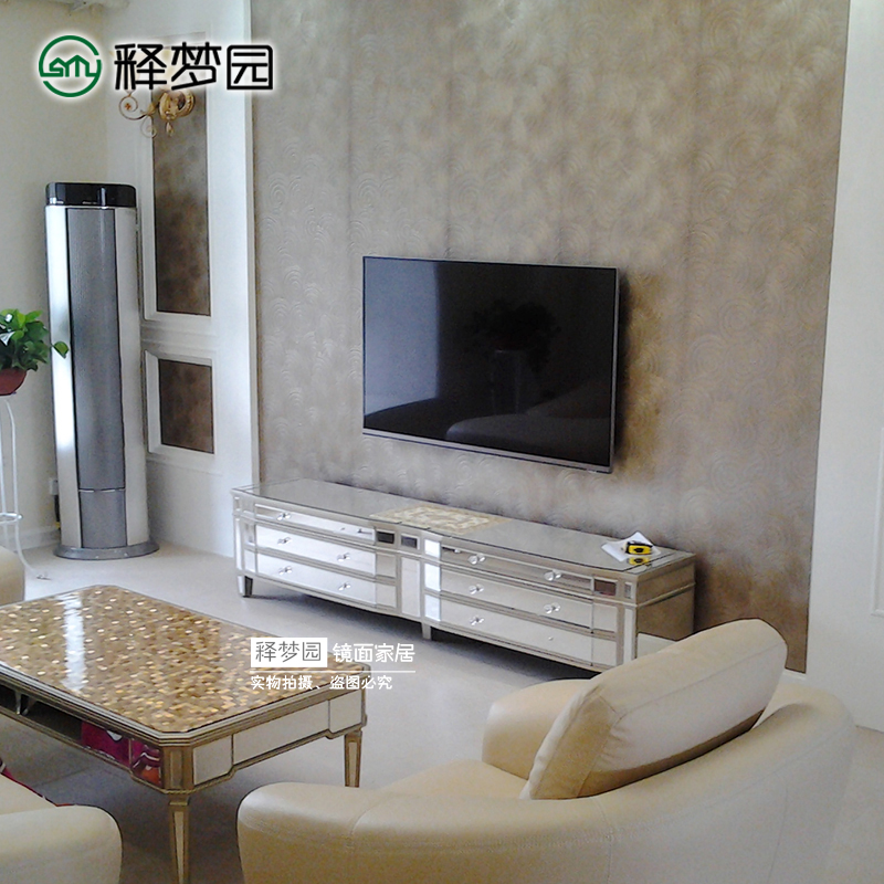 Mirror TV cabinet dining cabinet glass TV cabinet neoclassical post-modern furniture 0425A