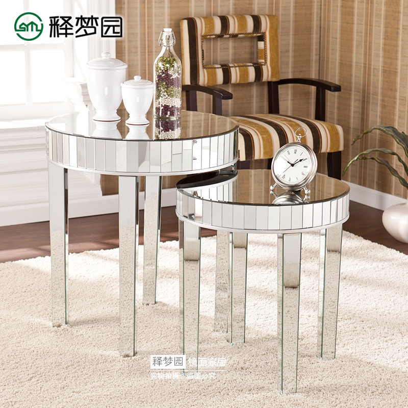 Mirror cover table set a few flower rack telephone table corner a few round table Mirror furniture Glass furniture F0512