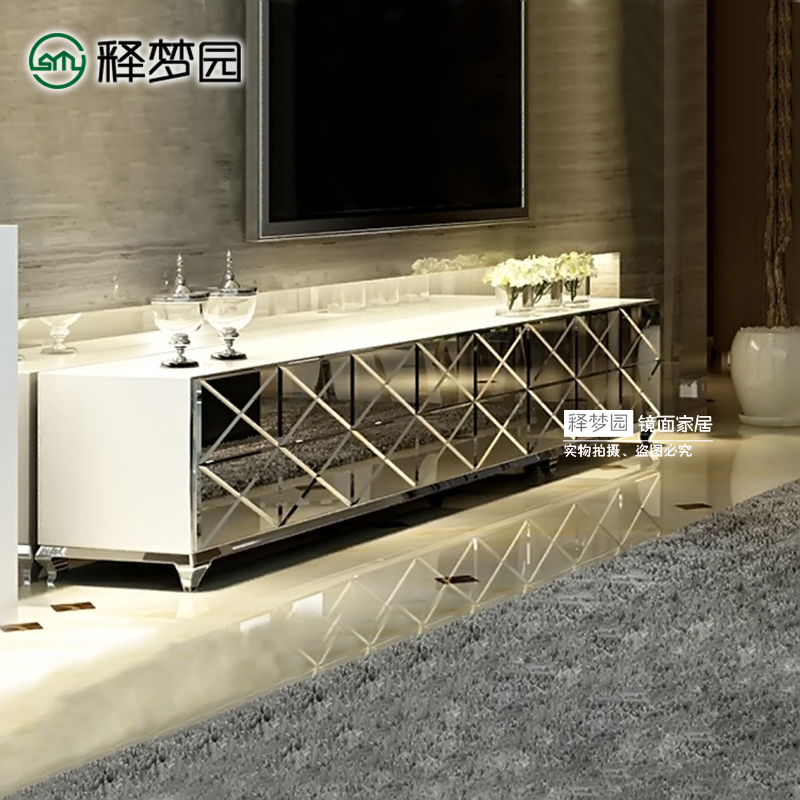 Hotel model room TV cabinet living room floor cabinet fashion TV cabinet European modern generation mirror furniture F1566