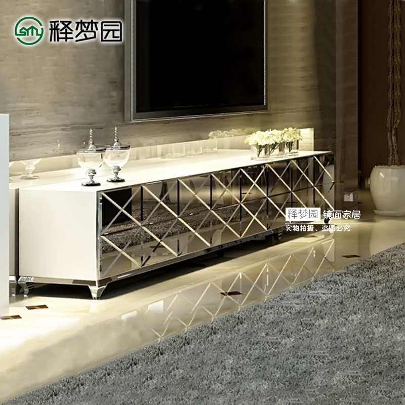 Mẫu phòng khách sạn tủ kệ tivi phòng khách tủ âm tường thời trang tủ gương hiện đại phong cách châu âu F1566 - Buồng