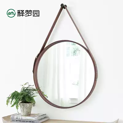 European creative art wall-mounted mirror round belt decorative mirror cosmetic room bathroom cosmetic mirror full-length mirror 2045
