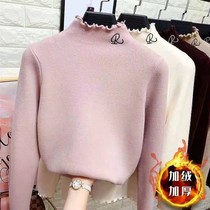 Girls German velvet bottoming shirt autumn and winter medium and large childrens long-sleeved T-shirt plus velvet warm half turtleneck top fashionable spring and autumn