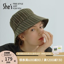 shes siezi summer double-sided fishermans hat female sunshade color check hat outdoor Joker sun hat