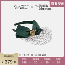 shes Sizi British Museum Flower and Bird Collection series retro relief bird stamp headband detachable mesh