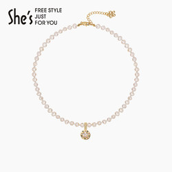 shes Qianzi short rice grain pearl necklace fashion high-end clavicle chain gift box