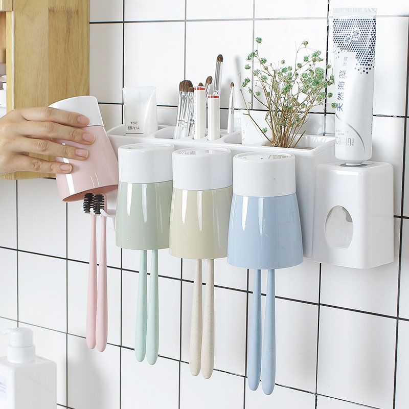 Toothbrush Shelf-Perforated Dressing Room Wall-mounted Toothbrush Holder Gargling Cup Suit Toothbrushing Cup Shelf Dental Cup Rack