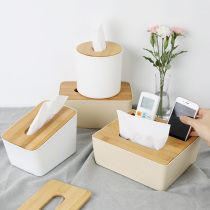 Day-style bamboo and wood crambox Nordic minimalist rolls of paper boxes Multi-functional remote control accommodating box Living room Table Paper Towels Box