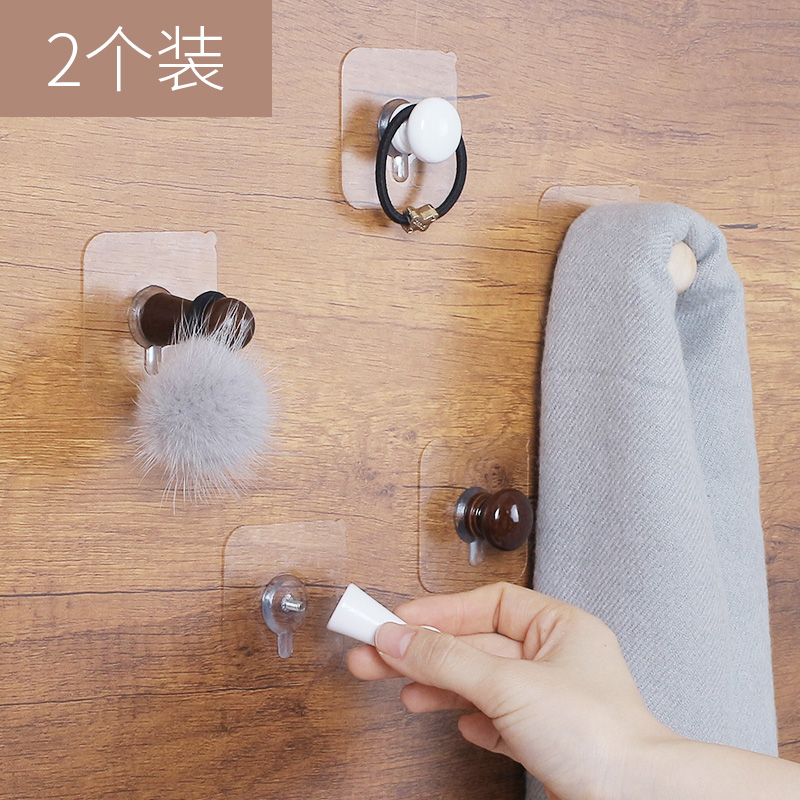 Non-marking hook Non-punching nail-free solid wood hanging hook Bedroom door back hook Door back type strong non-marking hook