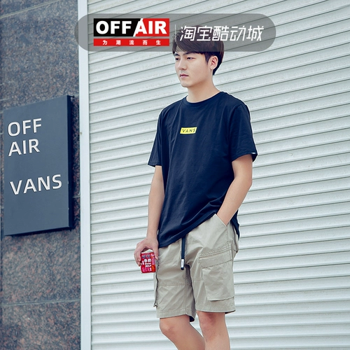 VANS Vans, летняя черная спортивная футболка с коротким рукавом подходит для мужчин и женщин для отдыха, с печатью вашего логотипа, принт