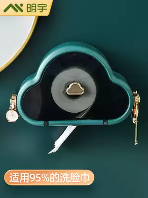 Yunduo facial towel holder tissue box wall-mounted non-perforated cosmetic room tissue rack multifunctional creative hanger