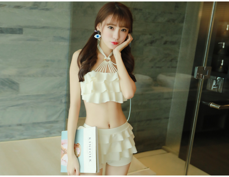 Bộ đồ bơi ba mảnh nữ xẻ ngực nhỏ khoe ngực để che bụng mỏng Hàn Quốc nhỏ tươi bảo thủ tắm nước nóng mùa xuân - Bộ đồ bơi hai mảnh 	áo bơi 2 mảnh