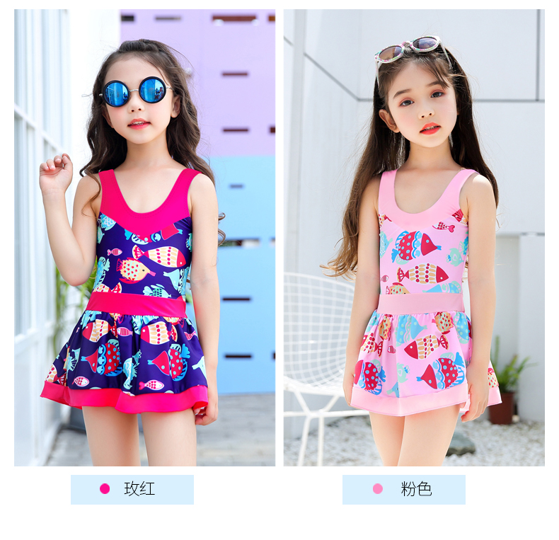 Trẻ em, cô gái, cô gái, nhỏ, kích thước trung bình, váy một mảnh, áo tắm, đồ bơi dễ thương cho bé Hàn Quốc bikini cho bé gái