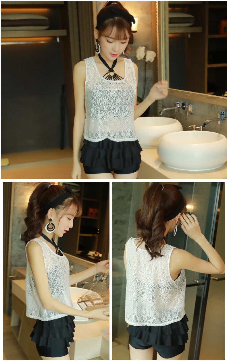 Bộ đồ bơi ba mảnh nữ xẻ ngực nhỏ khoe ngực để che bụng mỏng Hàn Quốc nhỏ tươi bảo thủ tắm nước nóng mùa xuân - Bộ đồ bơi hai mảnh 	áo bơi 2 mảnh