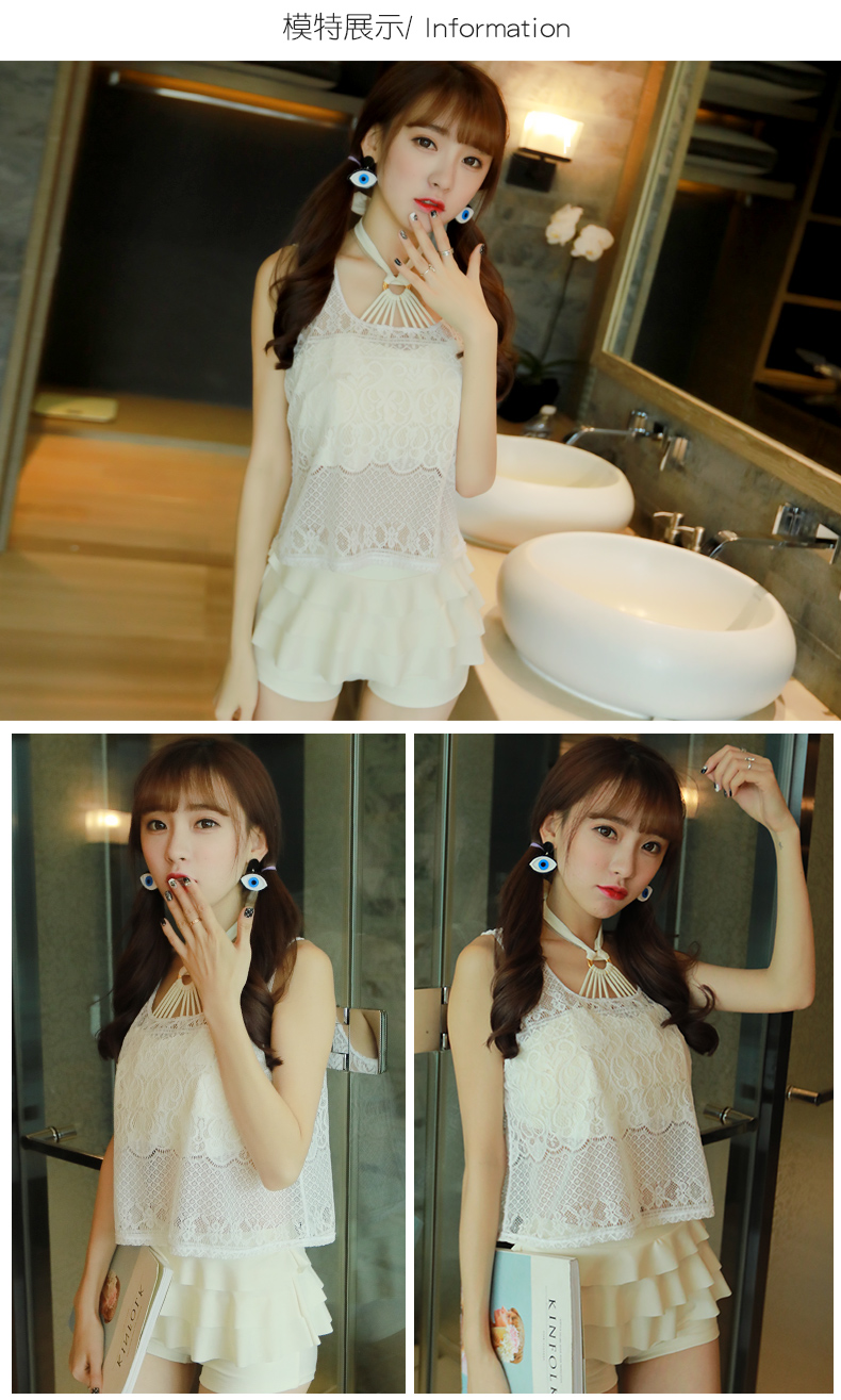 Bộ đồ bơi ba mảnh nữ xẻ ngực nhỏ khoe ngực để che bụng mỏng Hàn Quốc nhỏ tươi bảo thủ tắm nước nóng mùa xuân - Bộ đồ bơi hai mảnh 	áo bơi 2 mảnh