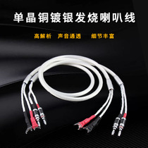 Hair Burning Grade Single Crystal Copper Silver Plated Horn Wire Hifi Speaker Connection Line Banana Head Y Plug Guts Power Amplifier Sound Wire