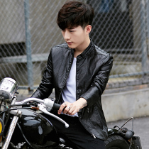 2020 new spring autumn Haining Leather men plus velvet Korean slim trend handsome Puskin jacket jacket locomotive