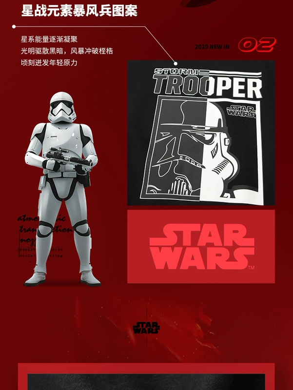 Li Ning Star Wars kết hợp áo len nam mùa thu cộng với nhung trên cùng áo thể thao cổ tròn rời AWDQB35 - Thể thao lông cừu / jumper