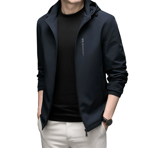 Мужская осенняя куртка, длинное пальто, толстовка с капюшоном для отдыха, для мужчины среднего возраста