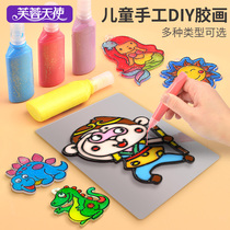 Glue painting bake-free childrens glue painting handmade diy production pigment painting graffiti Kindergarten filling coloring painting set