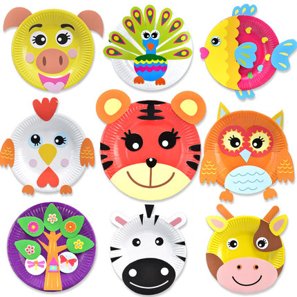 芙蓉天使儿童手工DIY制作材料包纸盘画幼儿园益智创意贴画玩具