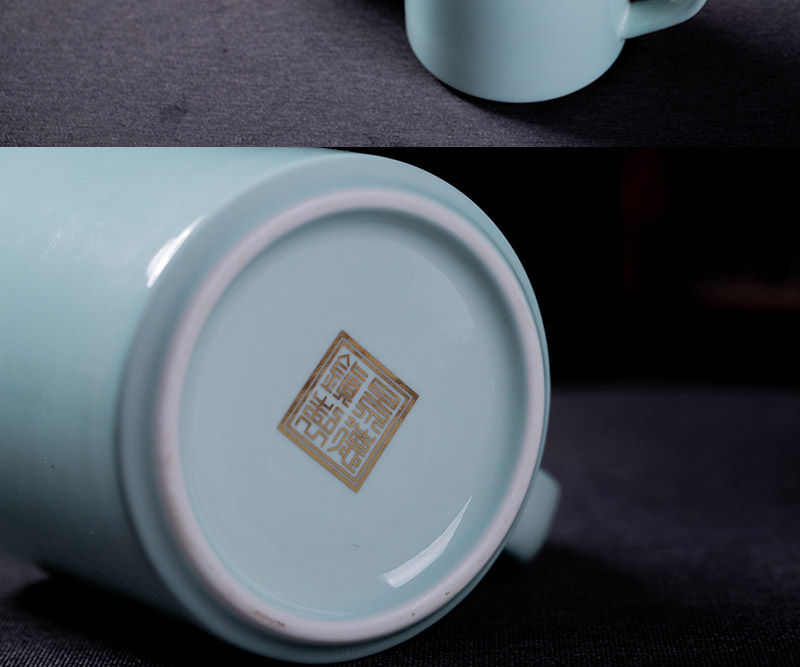 Jingdezhen filtering ceramic tea cups with cover cup of large capacity domestic cup cup celadon office