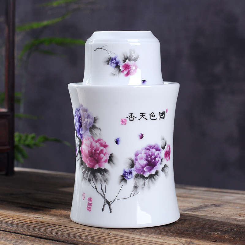 Three two wine temperature hot hip household jingdezhen ceramic Chinese antique wine package rice wine liquor cup hip flask