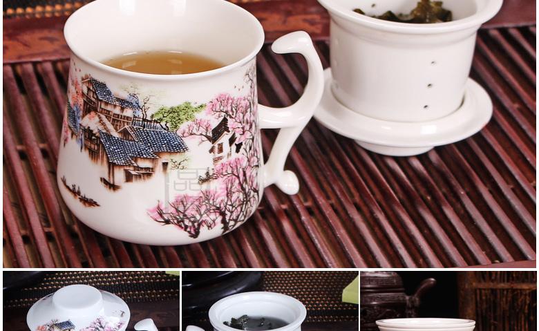 The Product jue ceramic cups three - piece cup with cover filter ceramic cups office personal cup 4 times tea sets