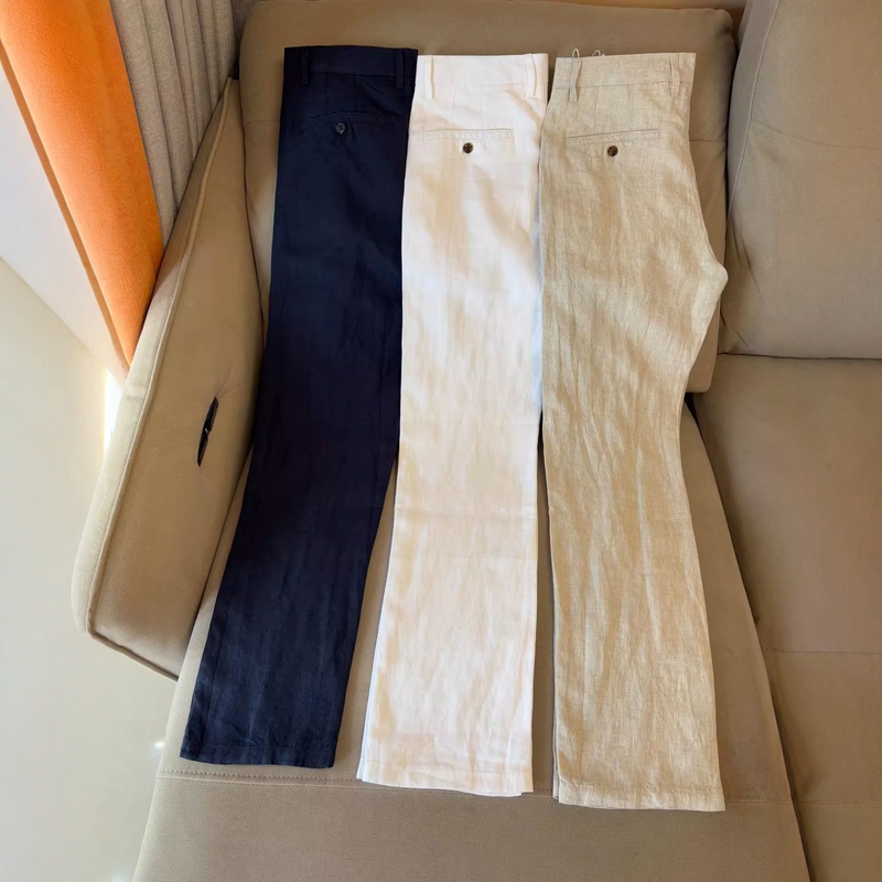 Spring and Summer Men's Linen Casual Pants, Comfortable, Loose, Breathable Cotton-Linen Wide-Leg Pants, Old Money Style Straight-Leg Long Pants, Solid Color Trendy