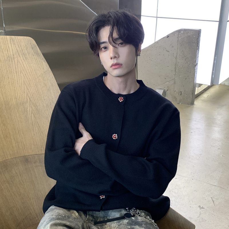 K09Sauce New Gray Series Miu Series Sweater Jacket Men's American Style Trendy High-End Blended Knit Cardigan