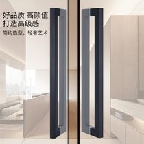 Black simple Chinese style bronze thickened stainless steel door glass door handle hotel wooden door handle spot square tube
