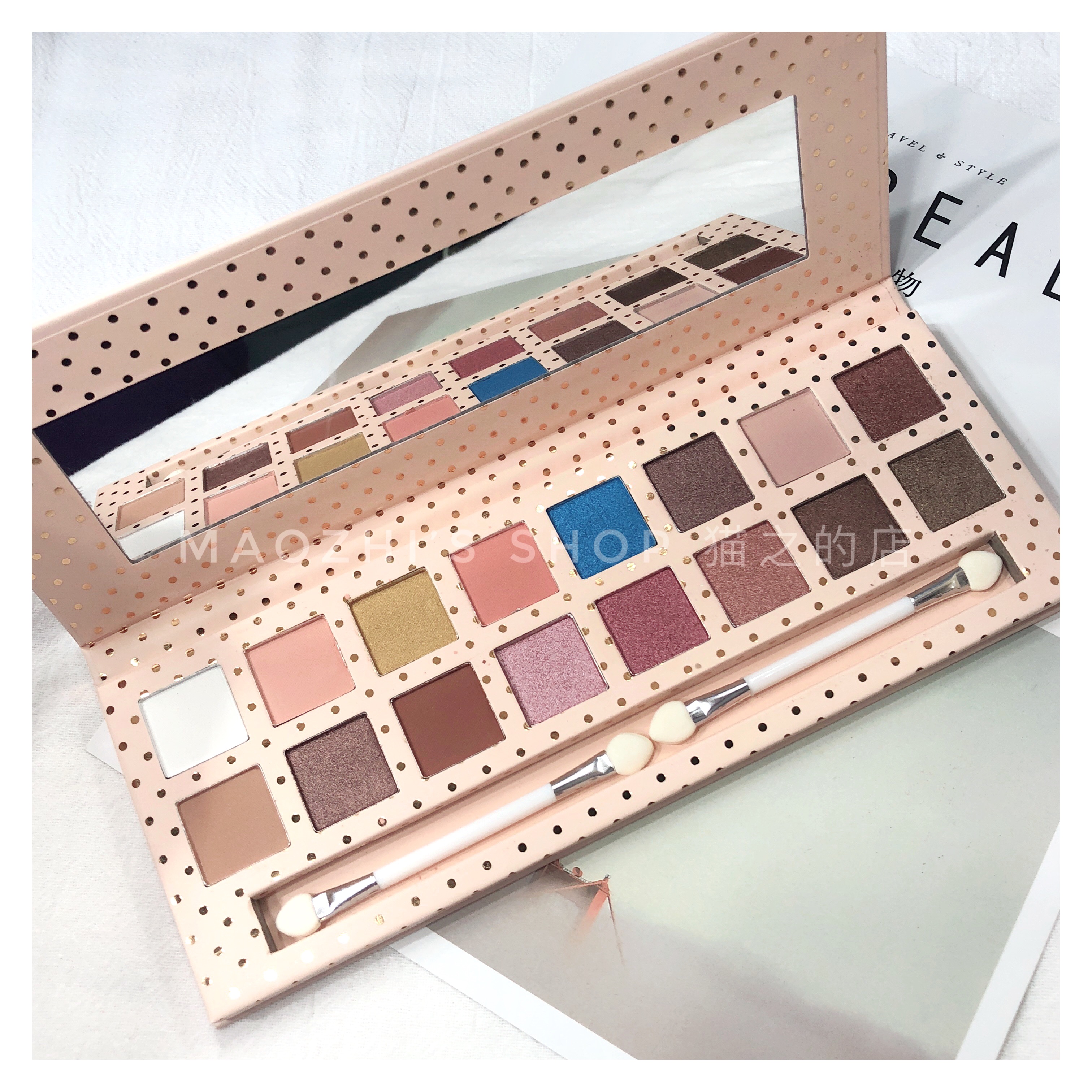 MISS DOOZY 16 màu eyeshadow khay xuất khẩu Trung Đông Dubai bóng mắt tấm gạch đỏ, tím ánh sáng hồng vàng trái đất màu bảng mắt huda
