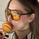 Anti-UV square retro men's and women's one-piece sunglasses