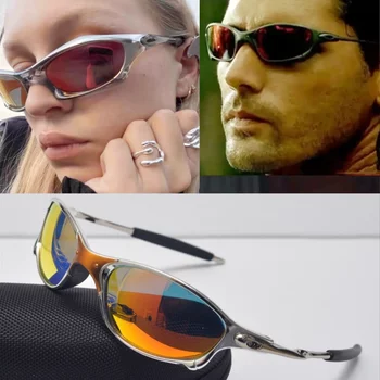 Y2K Futuristic Outdoor Mountaineering and Cycling Colorful Sunglasses European and American Metal Punk Style Laser Sports Sunglasses