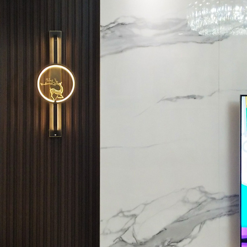 Living room New Chinese all-copper wall lamp light extravagant TV background wall sofa grille wall lamp bedroom main sleeper headboard wall lamp-Taobao