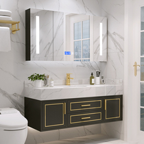 New Chinese style intelligent bathroom cabinet combination Modern simple Marble face wash basin Pool wash basin cabinet