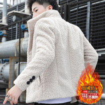 Autumn and winter plus velvet thickened jacket mens waterproof mink jacket junior high school students winter lamb wool jacket