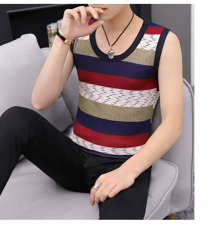 Áo khoác nhung dày ấm áp vest nam vest mỏng vai Vest không tay cotton mùa đông bó sát mặc vest đẹp áo thun ba lỗ